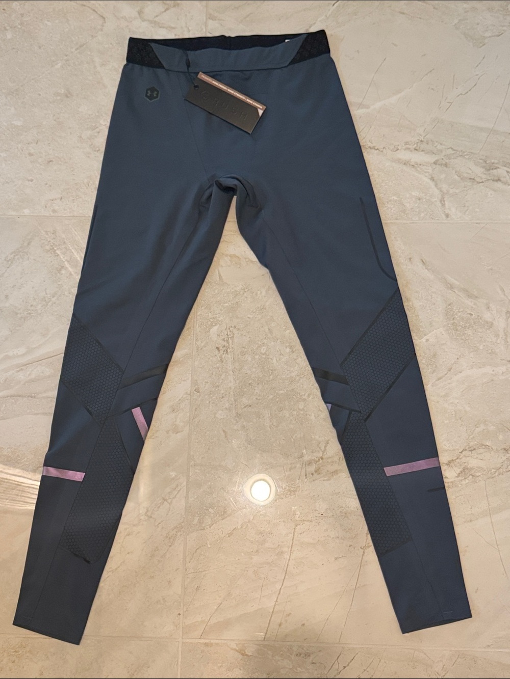 Men’s UA Dark Slate Gray Athletic Tights with Reflective Accents Medium